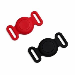 2 Pack Silicone AirTag Holder for Dog Cat Collar Slide-On Case Red Black